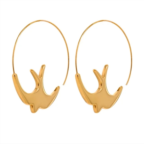 Jewelry - Gorgeous Swallow Birds Thin Hoop Earrings
